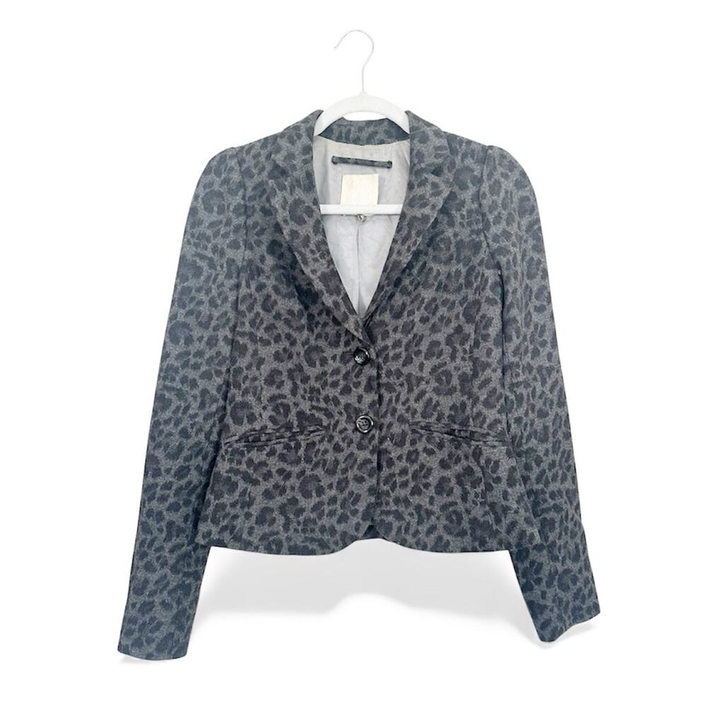 Rebecca Taylor Grey Snow Leopard Faux Fur Blazer Size 6